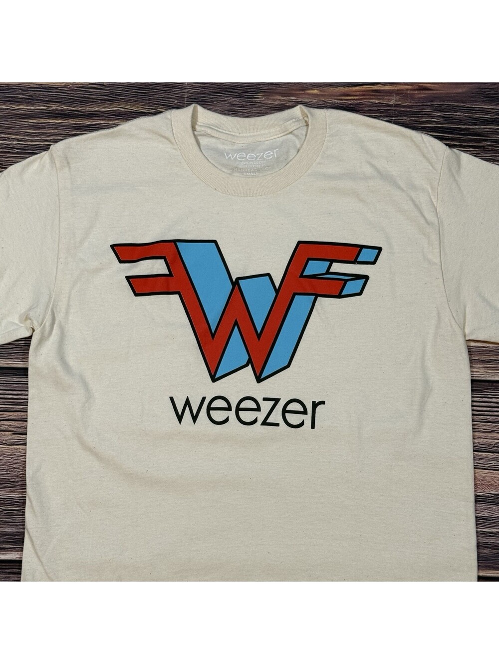 Weezer W Logo T Shirt Small Natural Cream 2025 Licensed Band Tee New